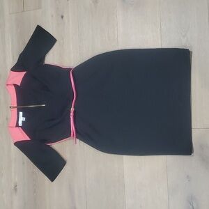 Maggy London Women's sz 8 Black Pink Short Sleeve Belted Dress